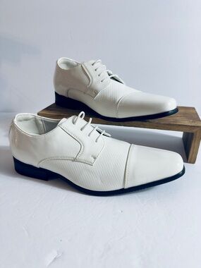 New Bruno Marc Men's Classic White Dress patent tuxedo Oxfords size 12